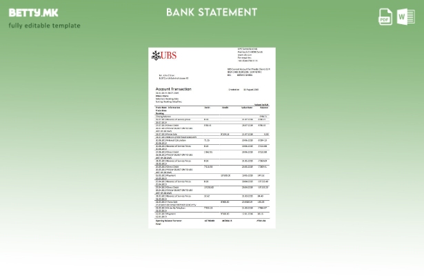 Модерен стил Швајцарија УБС банка доказ за изјава за адреса шаблон верзија збор